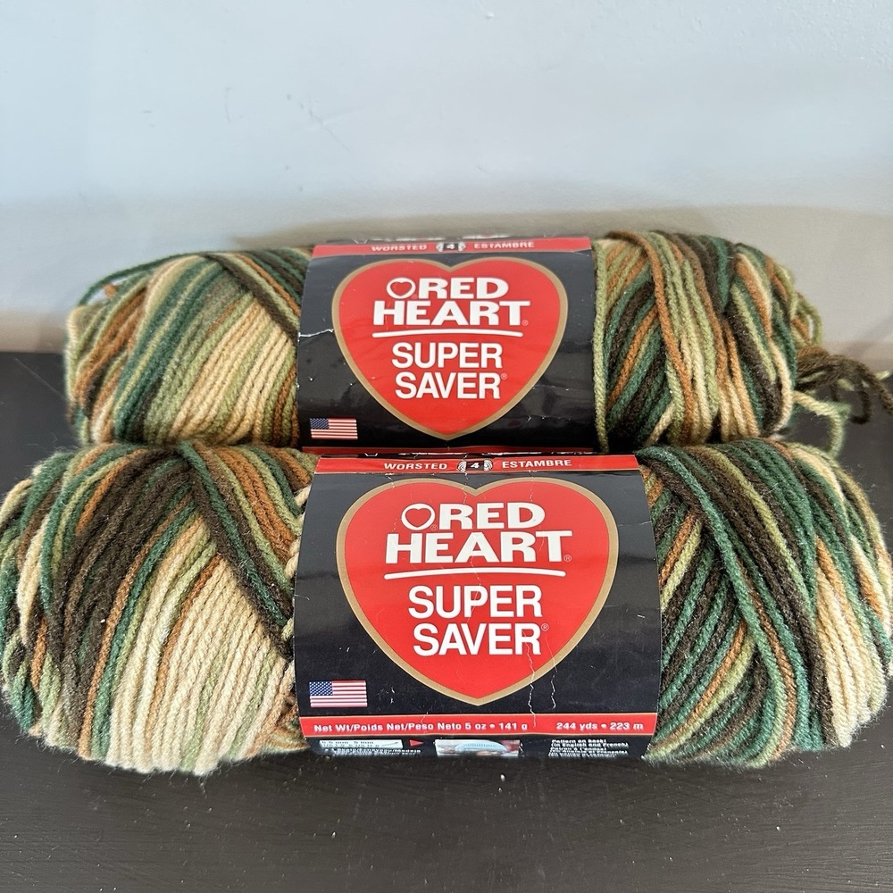 Red Heart Super Saver Yarn Woodsy Sylvestre 2 Skein 100% Acrylic Lot 2790